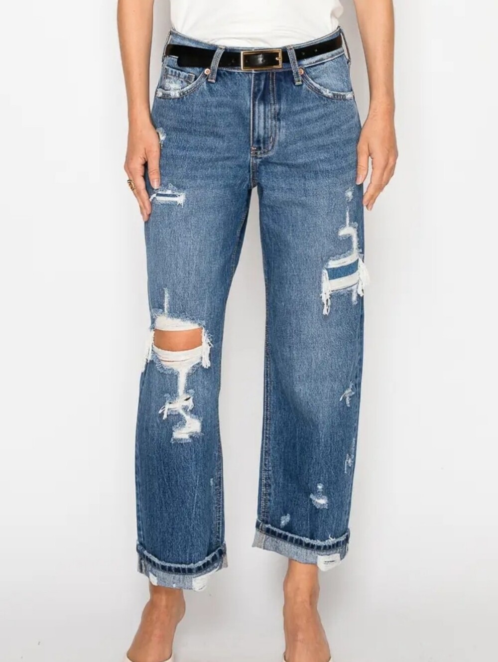 Artemis Design Co. Distressed Boyfriend Jeans - Blue